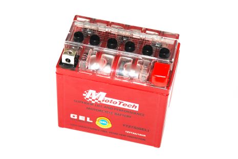 Аккумулятор 12В 7А (YTZ7S) гелевый красный &quot;MotoTech&quot; 112*68*h108