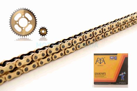 Цепь 428HD*128L + к-т звёзд 428*41Т*14Т "KDMOT" (GOLD, высокое качество)