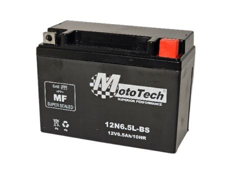 Аккумулятор 12В 7(6.5А) 12N6.5L-BS (Длина 140мм, ширина 65мм, высота 100мм) &quot;MotoTech&quot;