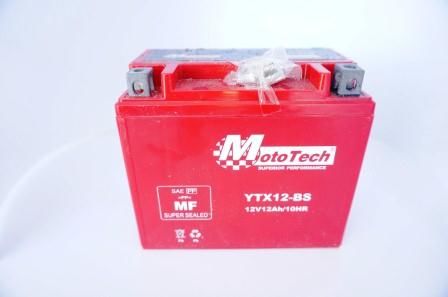 Аккумулятор 12В 12А (YTX12BS) гелевый &quot;MotoTech&quot; 148*h85*131