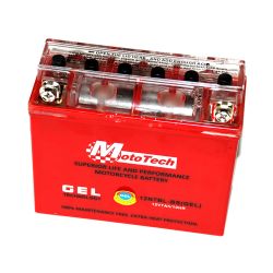 Аккумулятор 12В 7А/10HR (12N7BL-BS) гелевый красный "MotoTech" 145*56*h130
